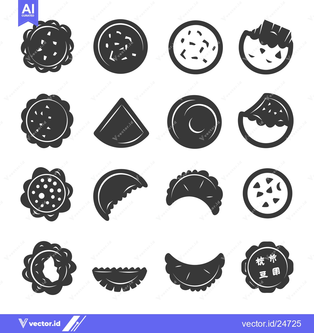 Premium Vector dari Black and White Illustrations of Various Mooncakes