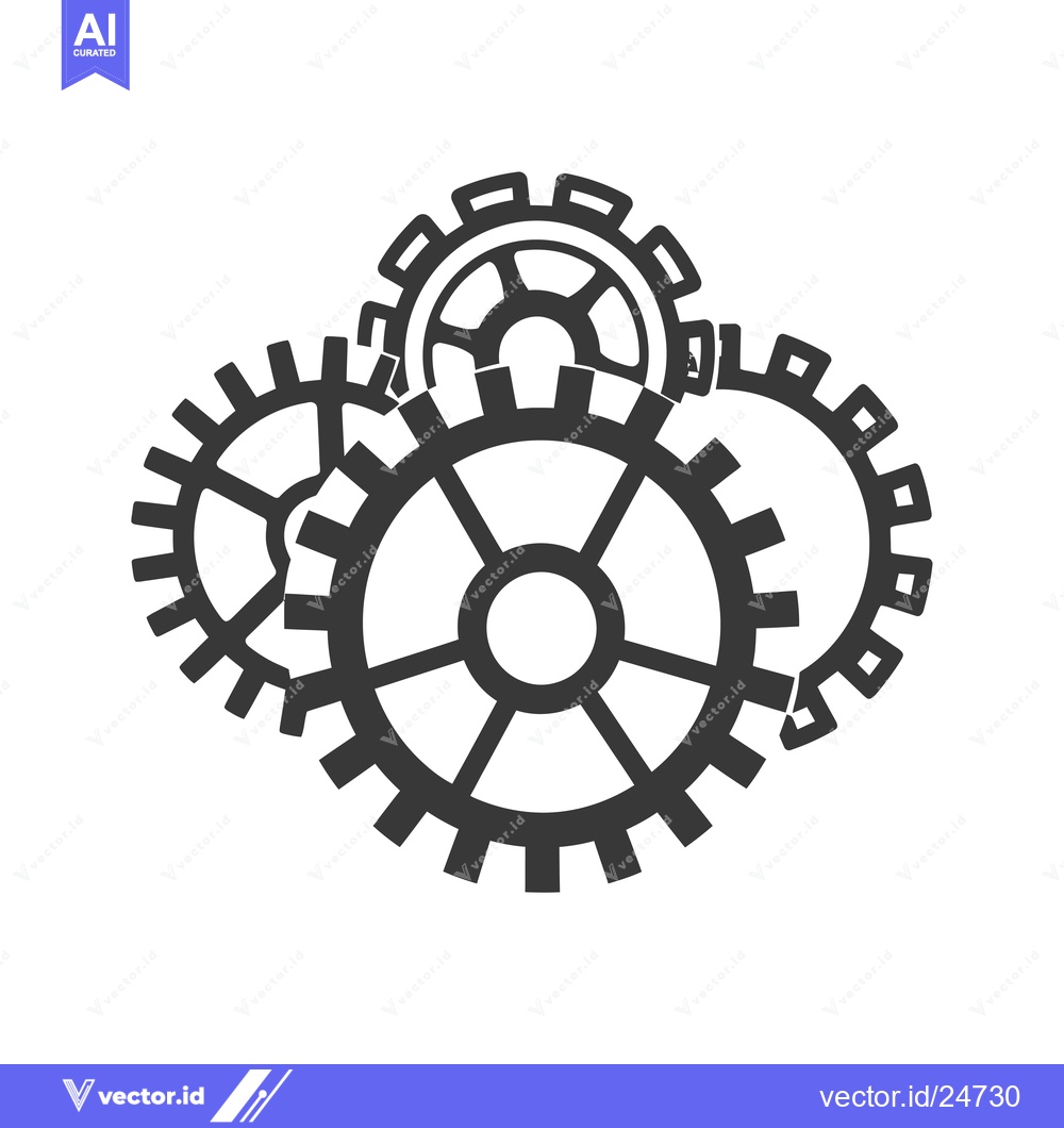 Premium Vector dari Black and White Interlocking Cogs Illustration