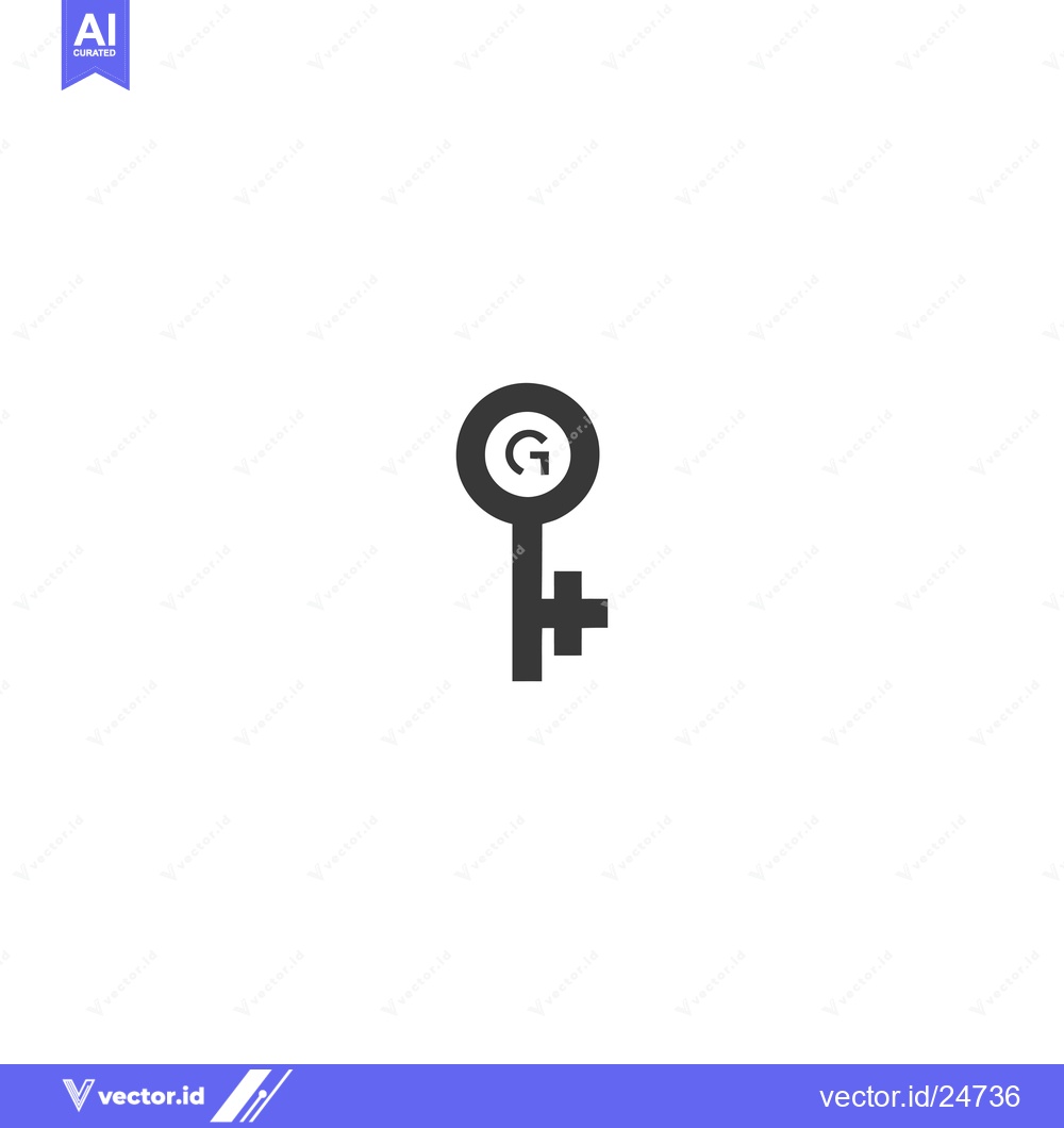 Premium Vector of Black and White Key with Letter G Inside Circle