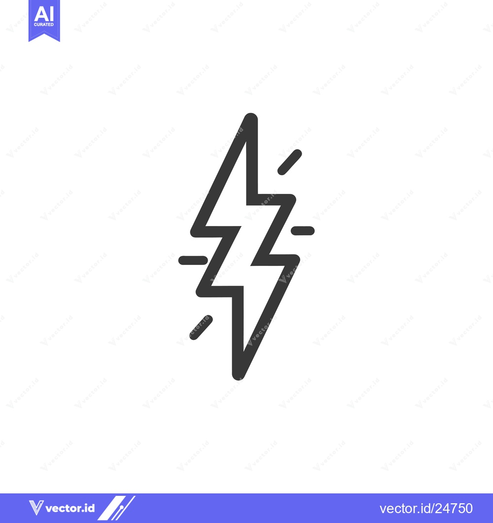 Premium Vector of Black and White Lightning Bolt Icon with Dashes