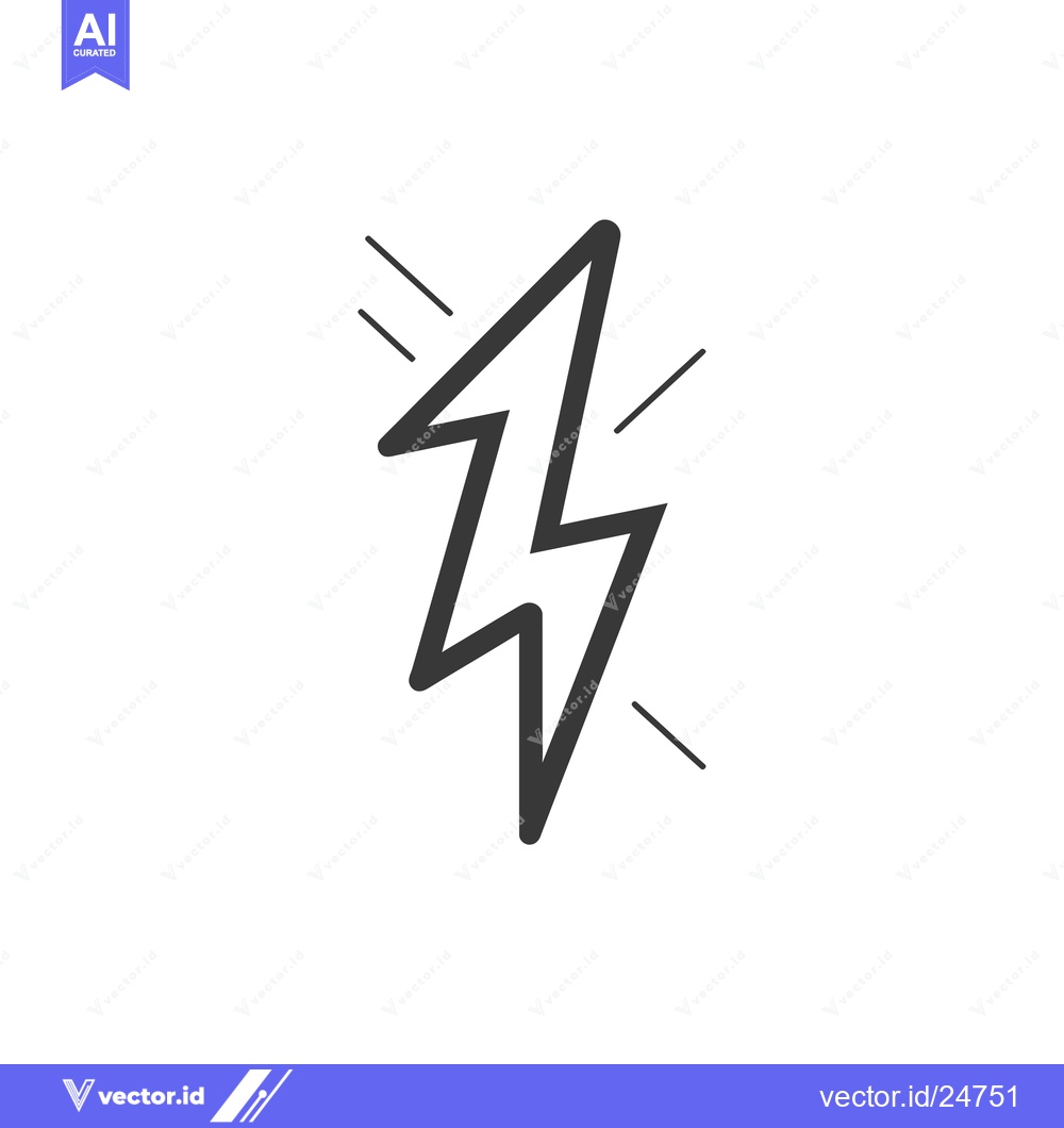 Premium Vector dari Black and White Lightning Bolt Icon with Lines