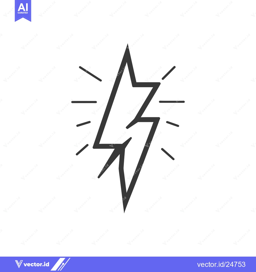Premium Vector dari Black and White Lightning Bolt Illustration with Surrounding Rays