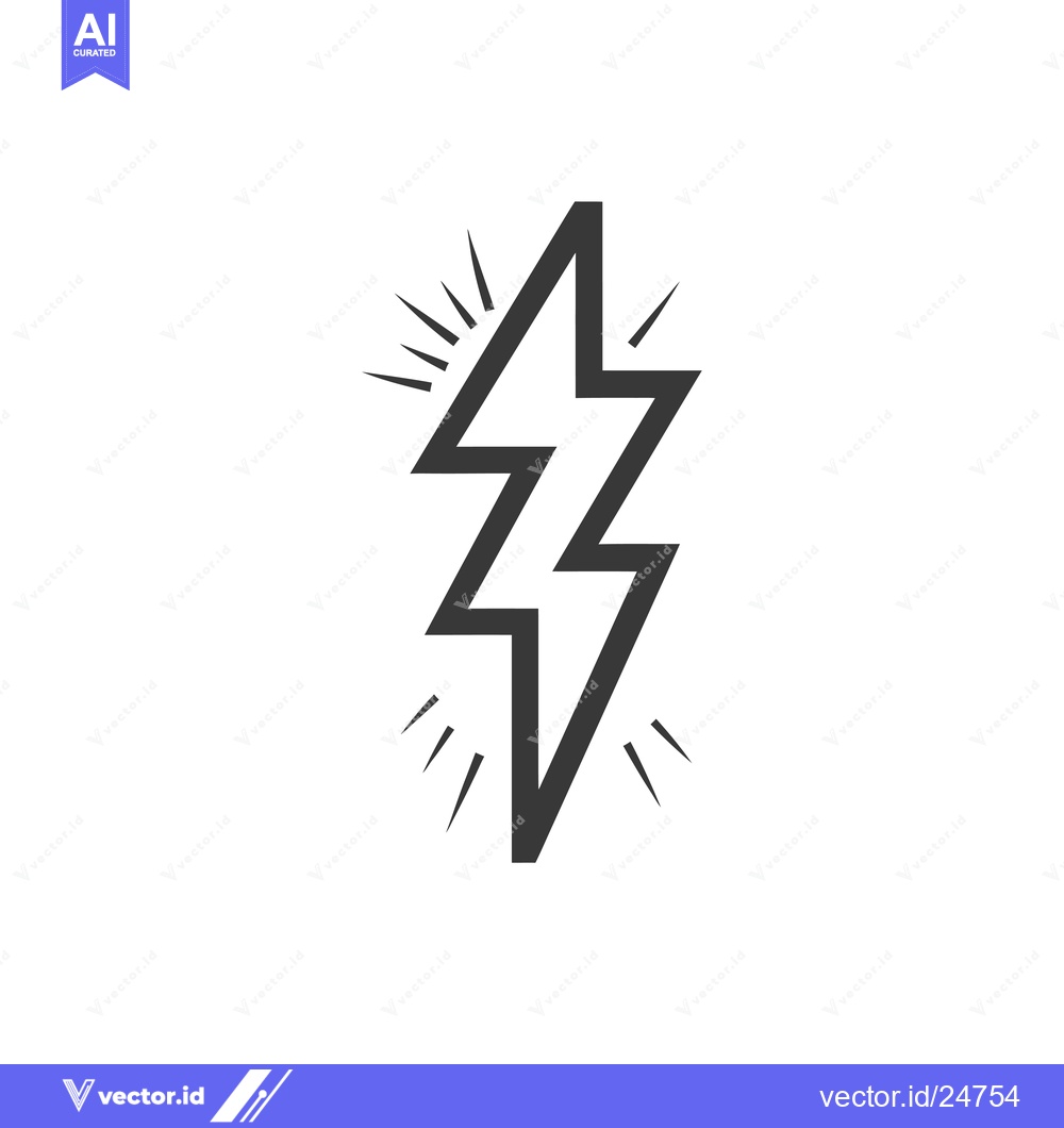 Premium Vector dari Black and White Lightning Bolt with Rays