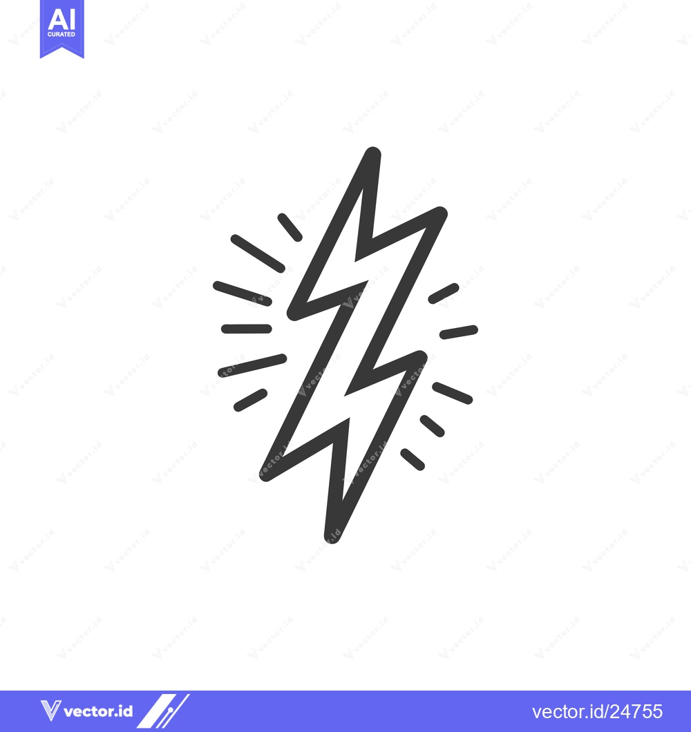 Premium Vector dari Black and White Lightning Bolt with Rays