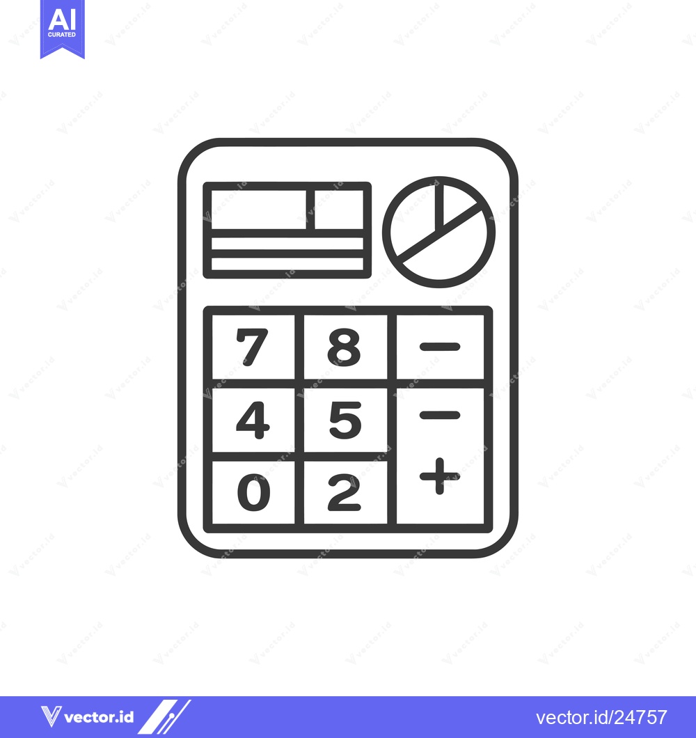Premium Vector of Black and White Line Art Calculator Icon