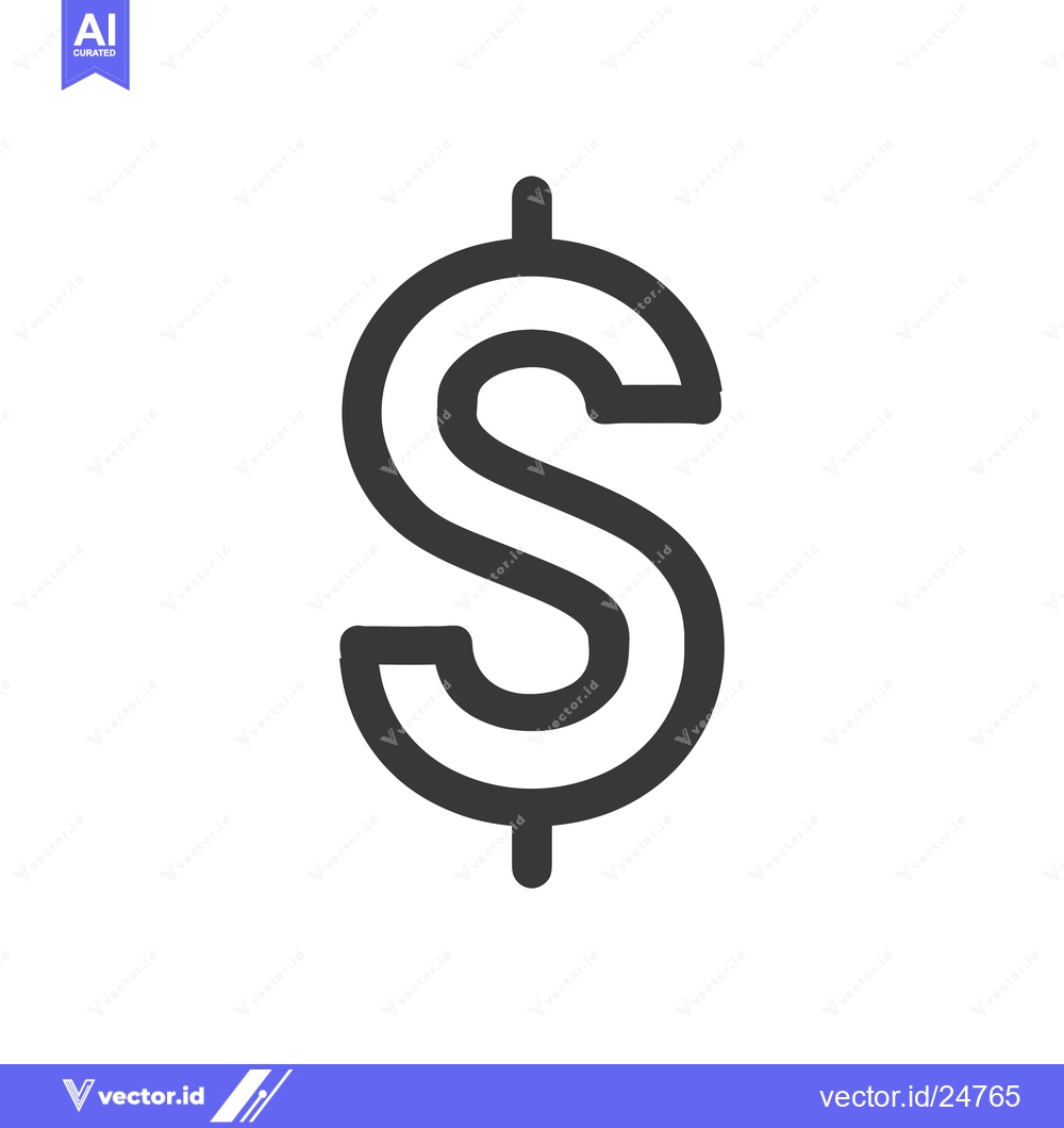 Premium Vector dari Black and White Line Art Dollar Sign Icon