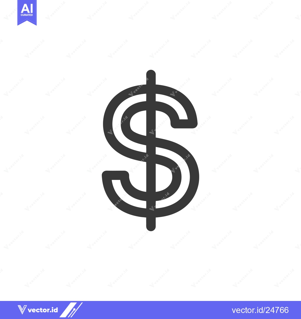 Premium Vector dari Black and White Line Art Dollar Sign Icon