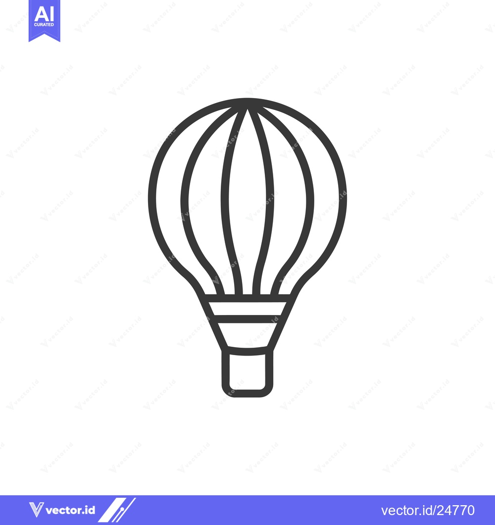 Premium Vector dari Black and white line art drawing of a hot air balloon