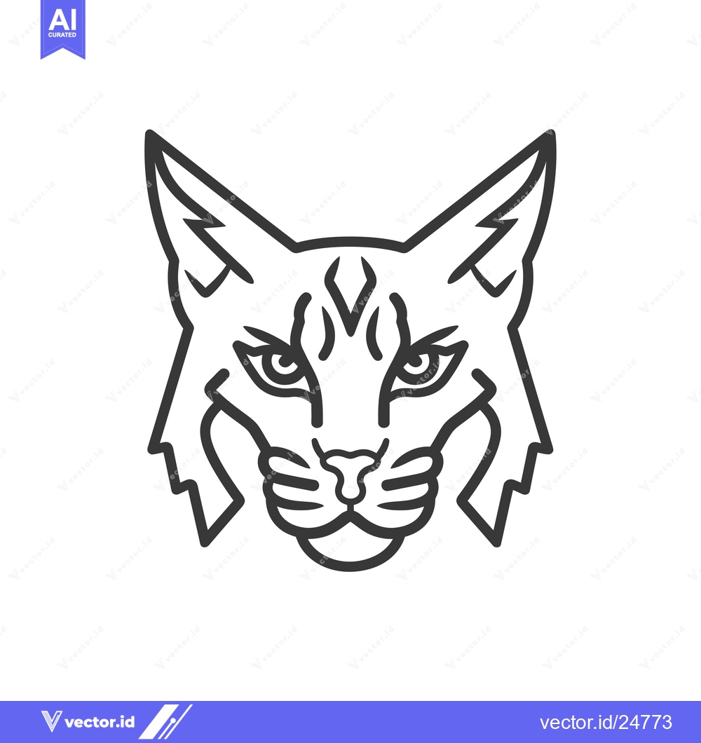 Premium Vector dari Black and White Line Art Drawing of a Lynx's Face
