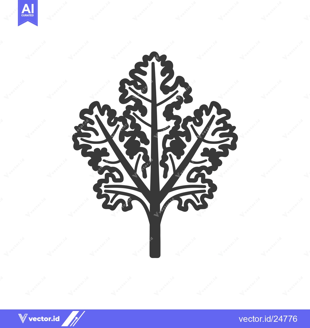 Premium Vector of Black and white line art drawing of a sprig of parsley