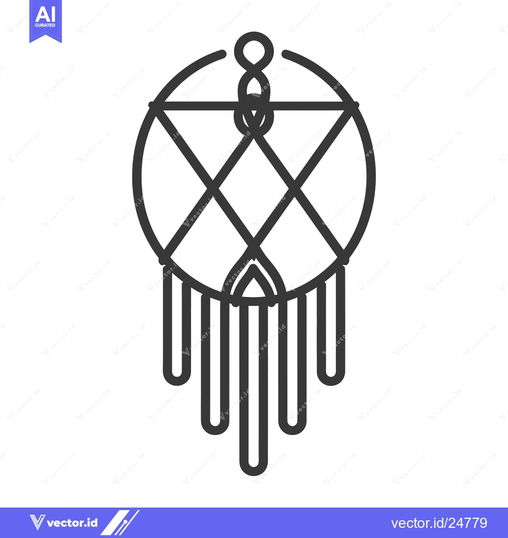 Premium Vector dari Black and White Line Art Dreamcatcher