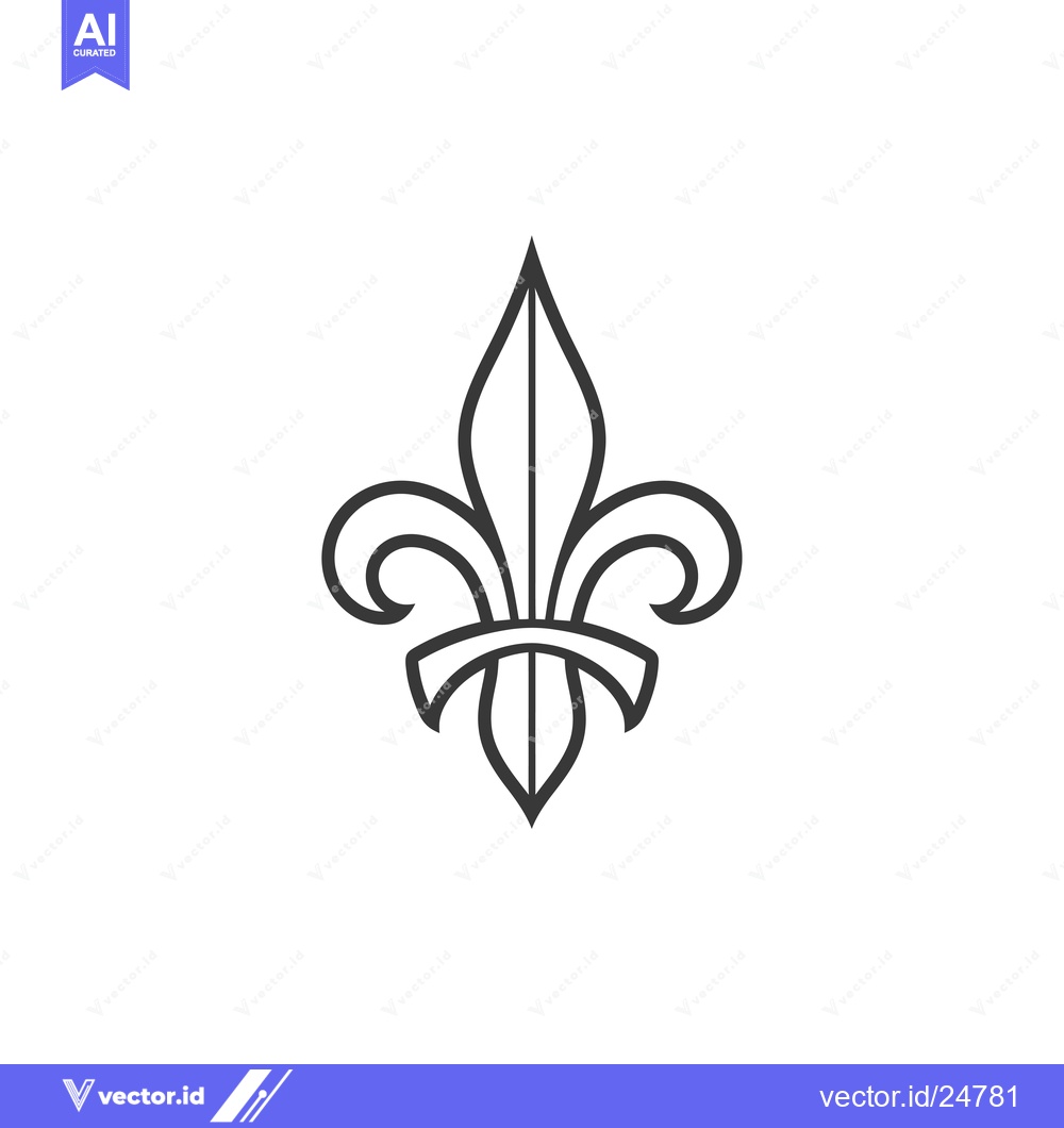 Premium Vector of Black and White Line Art Fleur-de-lis