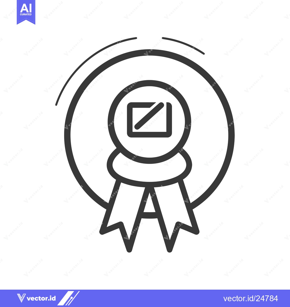 Premium Vector dari Black and White Line Art Icon of a Badge with a Square and Diagonal Li