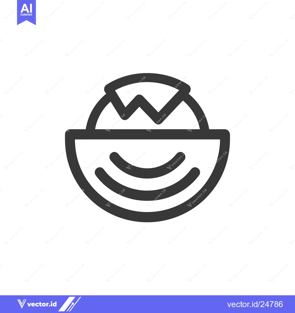 Premium Vector dari Black and White Line Art Icon of a Bowl with a Mountain Inside