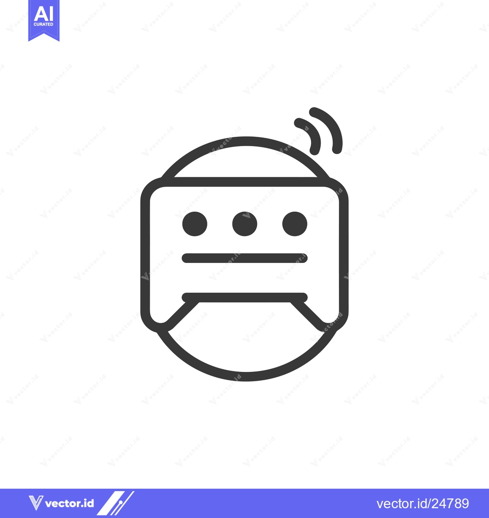 Premium Vector dari Black and White Line Art Icon of a Chatbot with a Speech Bubble