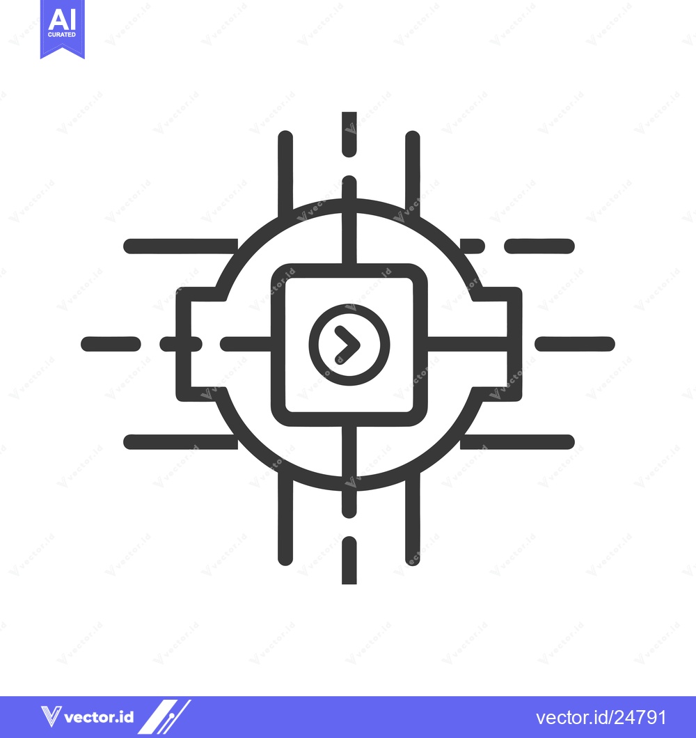 Premium Vector dari Black and white line art icon of a circular device with an arrow