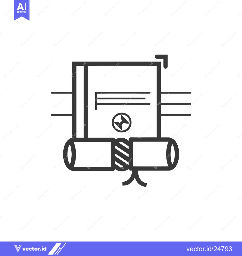 Premium Vector of Black and white line art icon of a diploma