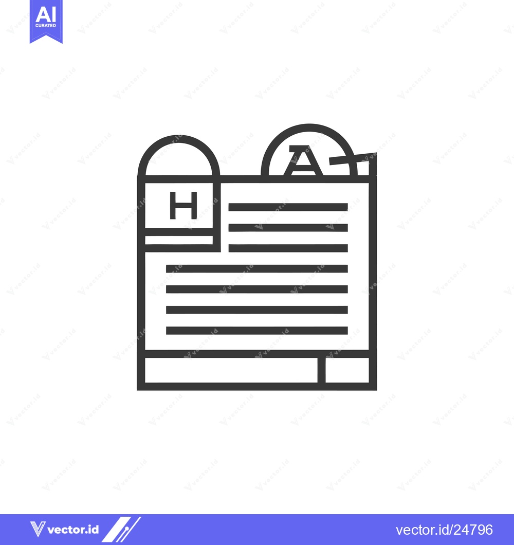 Premium Vector of Black and White Line Art Icon of a Graded Homework Assignment