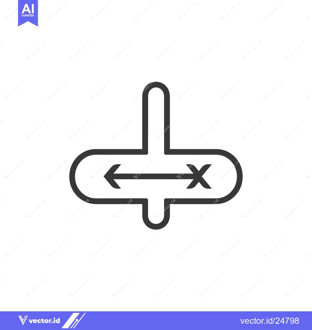 Premium Vector of Black and White Line Art Icon of a Horizontal Resize Tool
