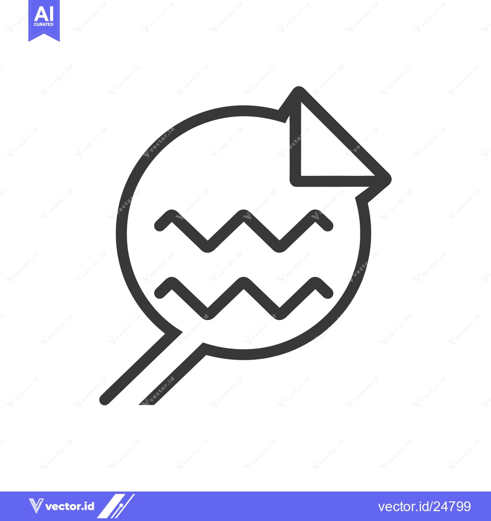 Premium Vector of Black and white line art icon of a magnifying glass with a wave symbol