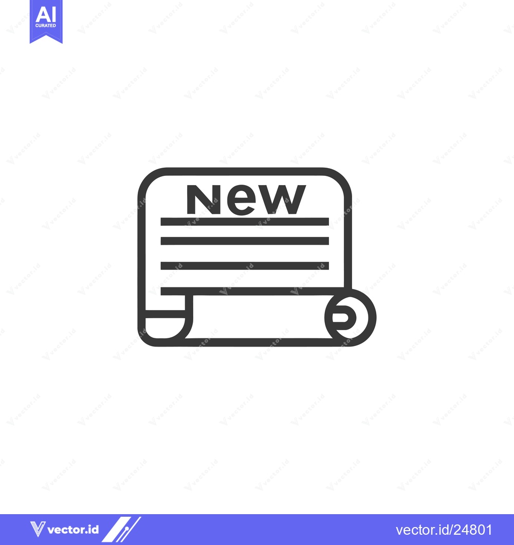 Premium Vector dari Black and White Line Art Icon of a New Announcement or Document