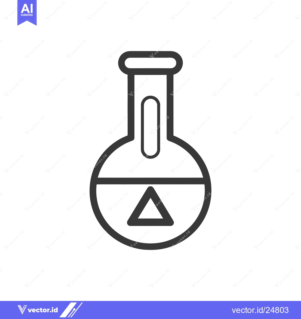 Premium Vector dari Black and White Line Art Icon of a Round-Bottomed Flask with a Triangl