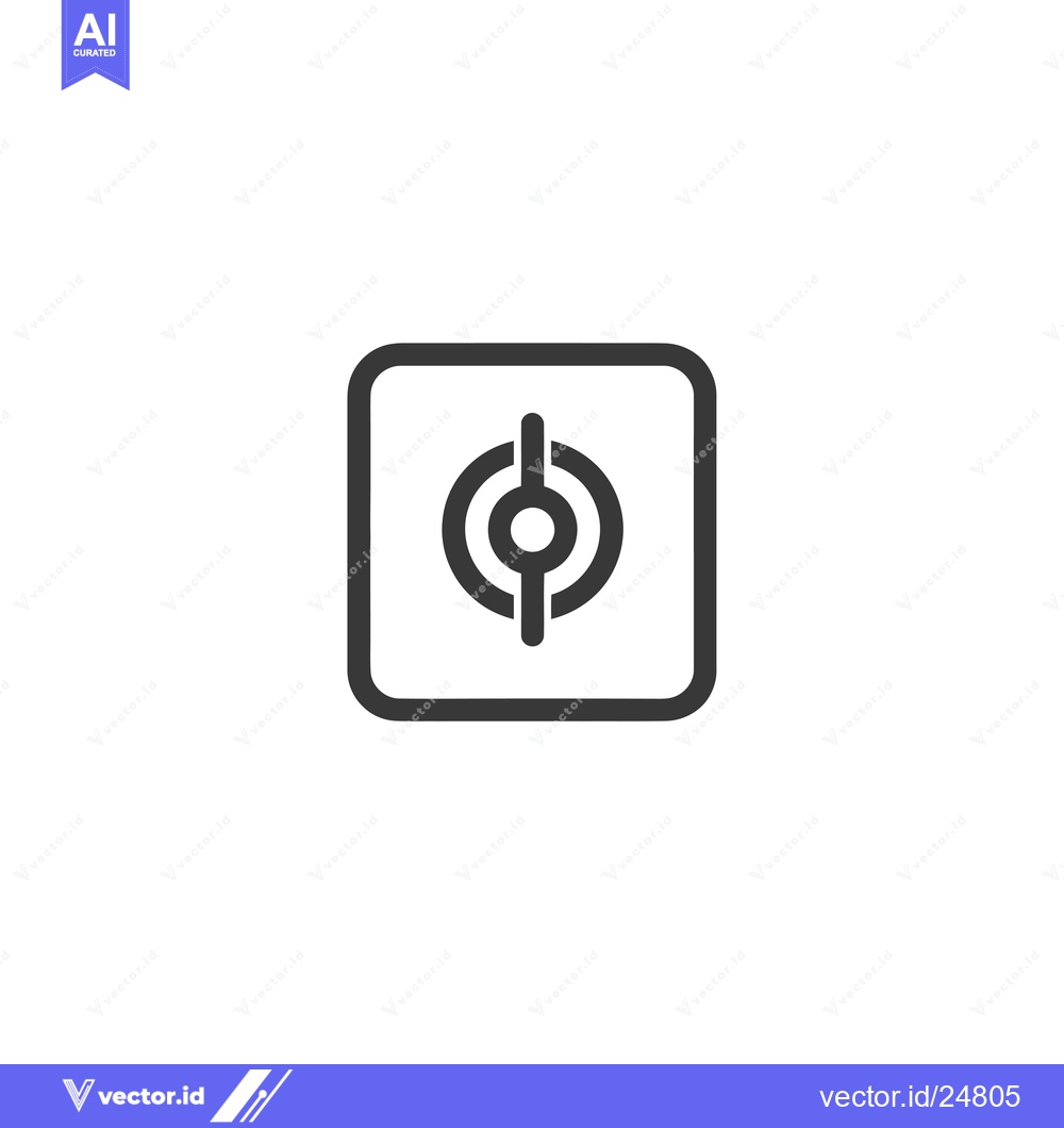 Premium Vector dari Black and White Line Art Icon of a Square with a Circle and Line Insid