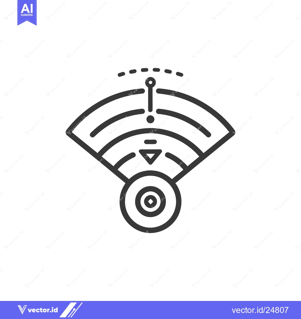Premium Vector of Black and white line art icon of a wireless network signal