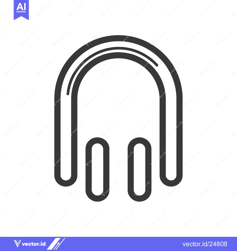 Premium Vector of Black and White Line Art Icon of Headphones