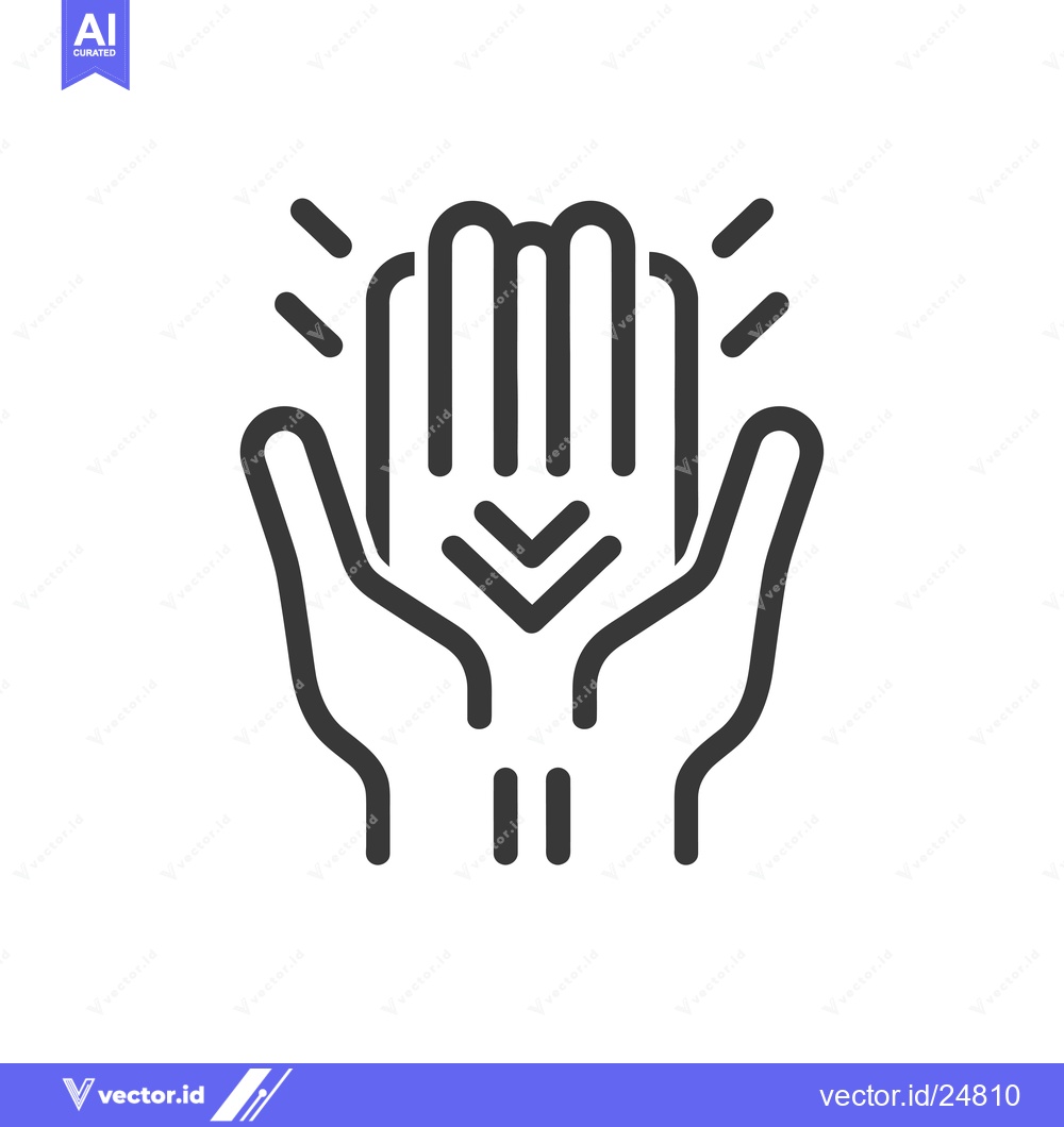 Premium Vector of Black and White Line Art Icon of Two Hands Giving a High Five