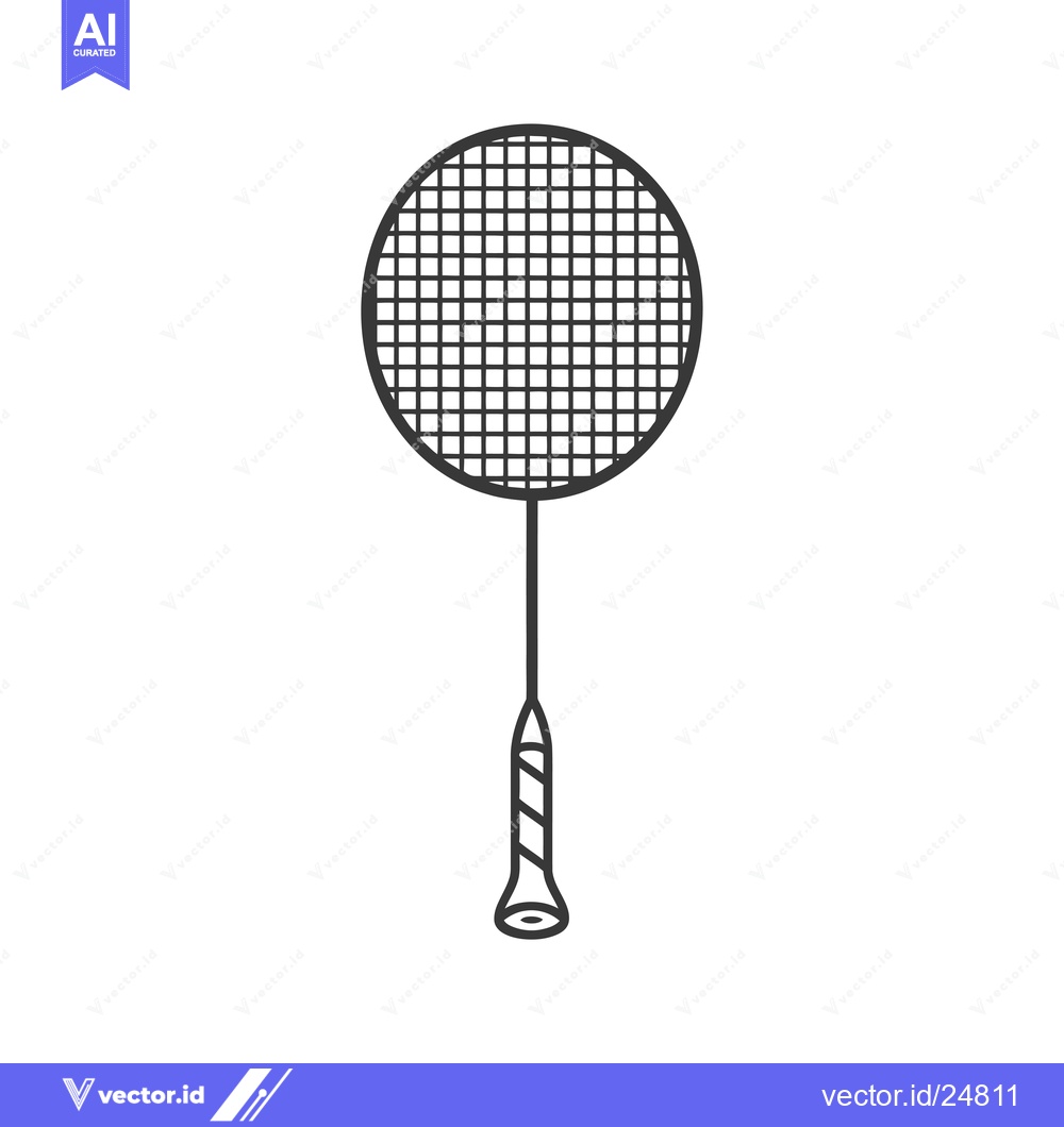 Premium Vector dari Black and White Line Art Illustration of a Badminton Racquet