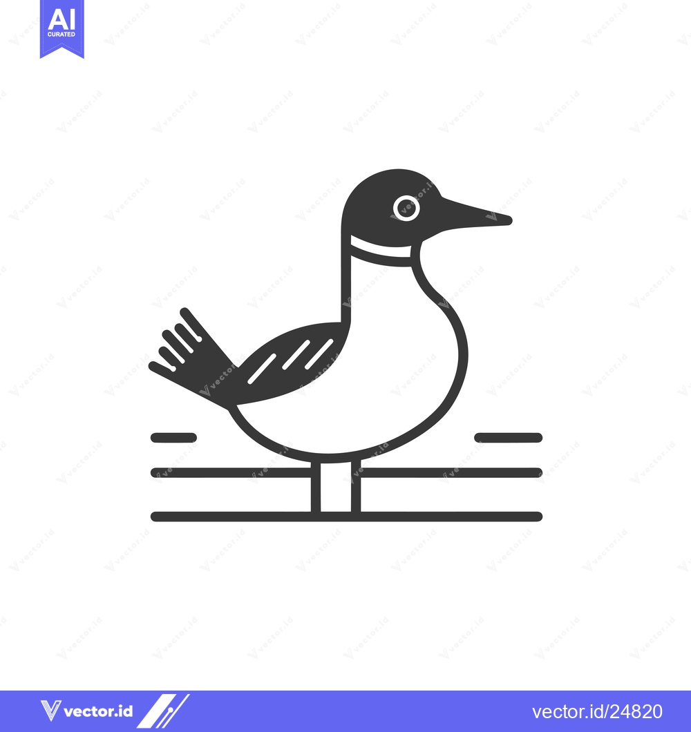 Premium Vector of Black and White Line Art Illustration of a Bird Standing on Water