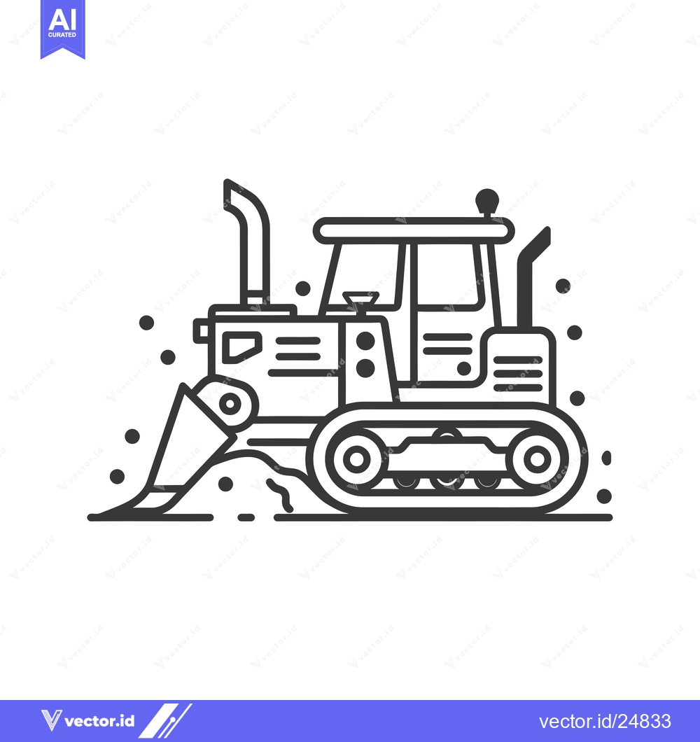 Premium Vector dari Black and White Line Art Illustration of a Bulldozer