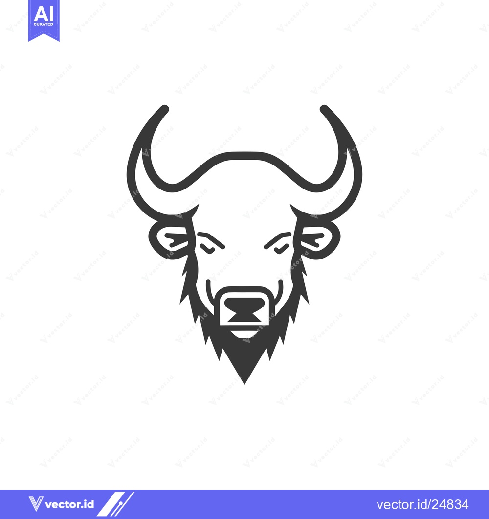 Premium Vector dari Black and White Line Art Illustration of a Bull's Head