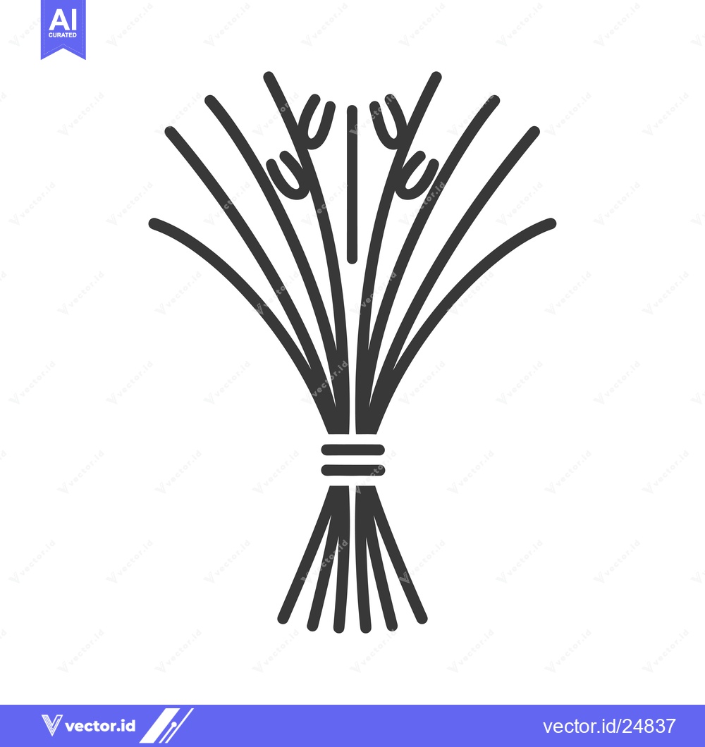 Premium Vector dari Black and white line art illustration of a bundle of lemongrass stalks