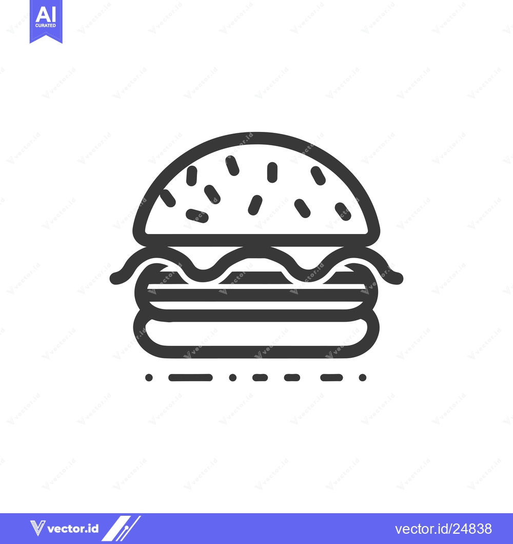 Premium Vector of Black and white line art illustration of a burger