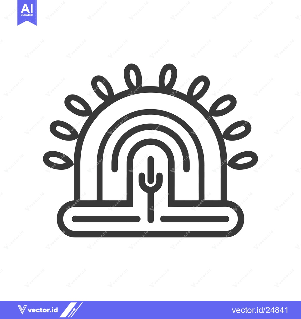Premium Vector of Black and White Line Art Illustration of a Cactus Under a Rainbow