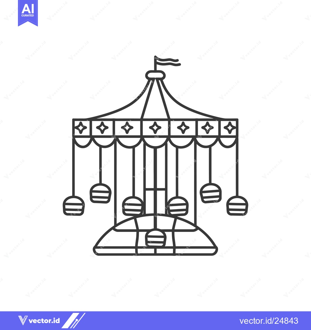 Premium Vector dari Black and White Line Art Illustration of a Carousel