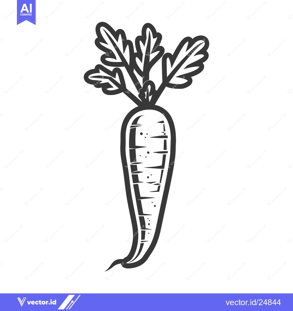 Premium Vector dari Black and White Line Art Illustration of a Carrot