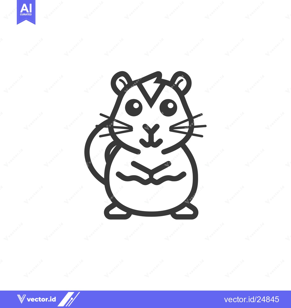 Premium Vector dari Black and white line art illustration of a cartoon hamster