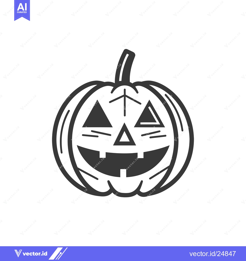 Premium Vector dari Black and White Line Art Illustration of a Carved Pumpkin