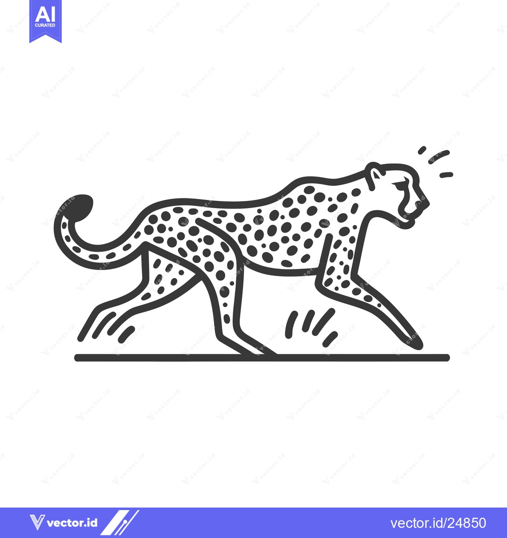 Premium Vector dari Black and White Line Art Illustration of a Cheetah Running