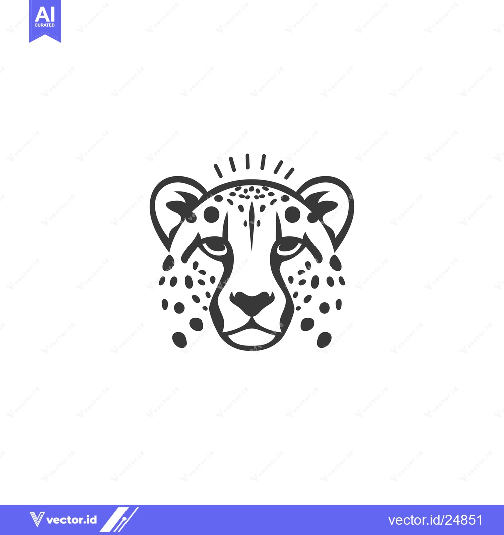 Premium Vector dari Black and White Line Art Illustration of a Cheetah's Face
