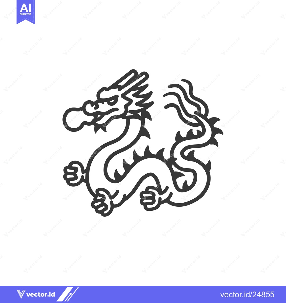 Premium Vector dari Black and White Line Art Illustration of a Chinese Dragon
