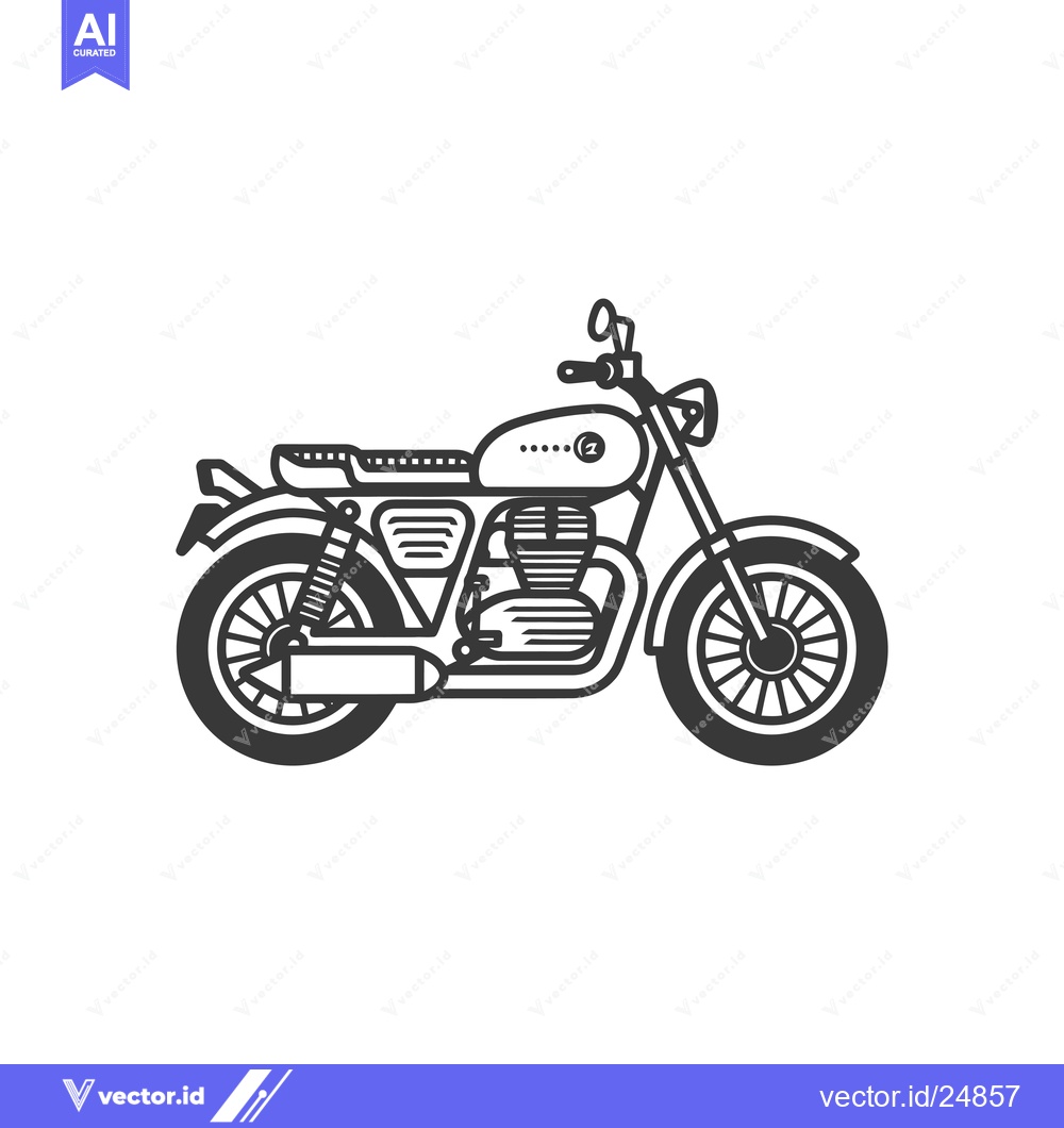 Premium Vector dari Black and White Line Art Illustration of a Classic Motorcycle