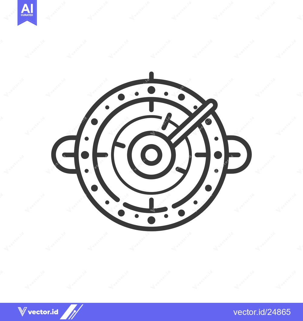 Premium Vector dari Black and White Line Art Illustration of a Compass