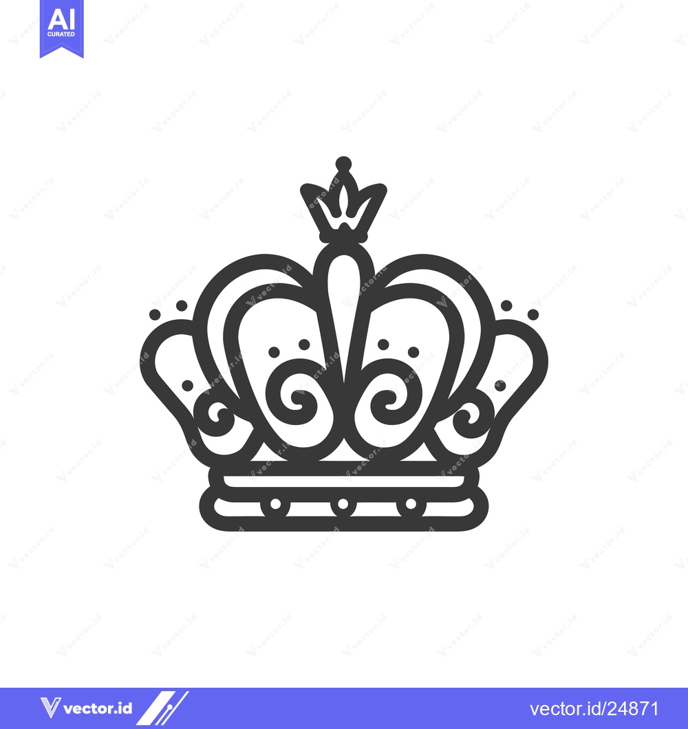 Premium Vector dari Black and White Line Art Illustration of a Crown with Ornamental Detai