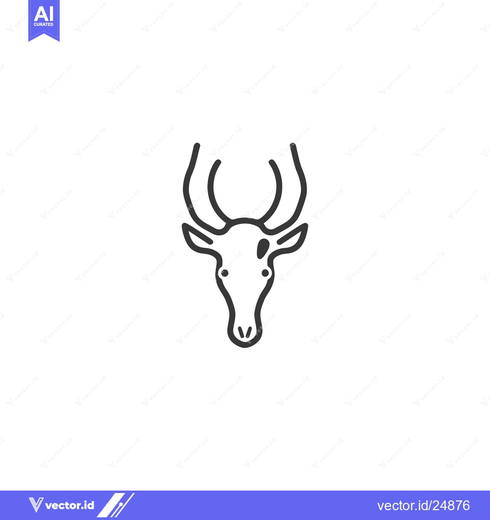 Premium Vector dari Black and White Line Art Illustration of a Deer's Head