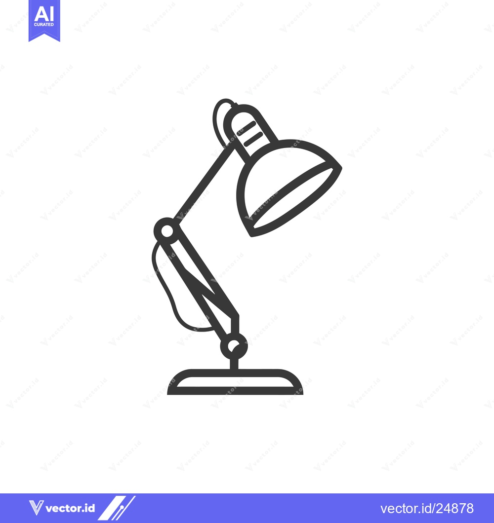 Premium Vector of Black and white line art illustration of a desk lamp
