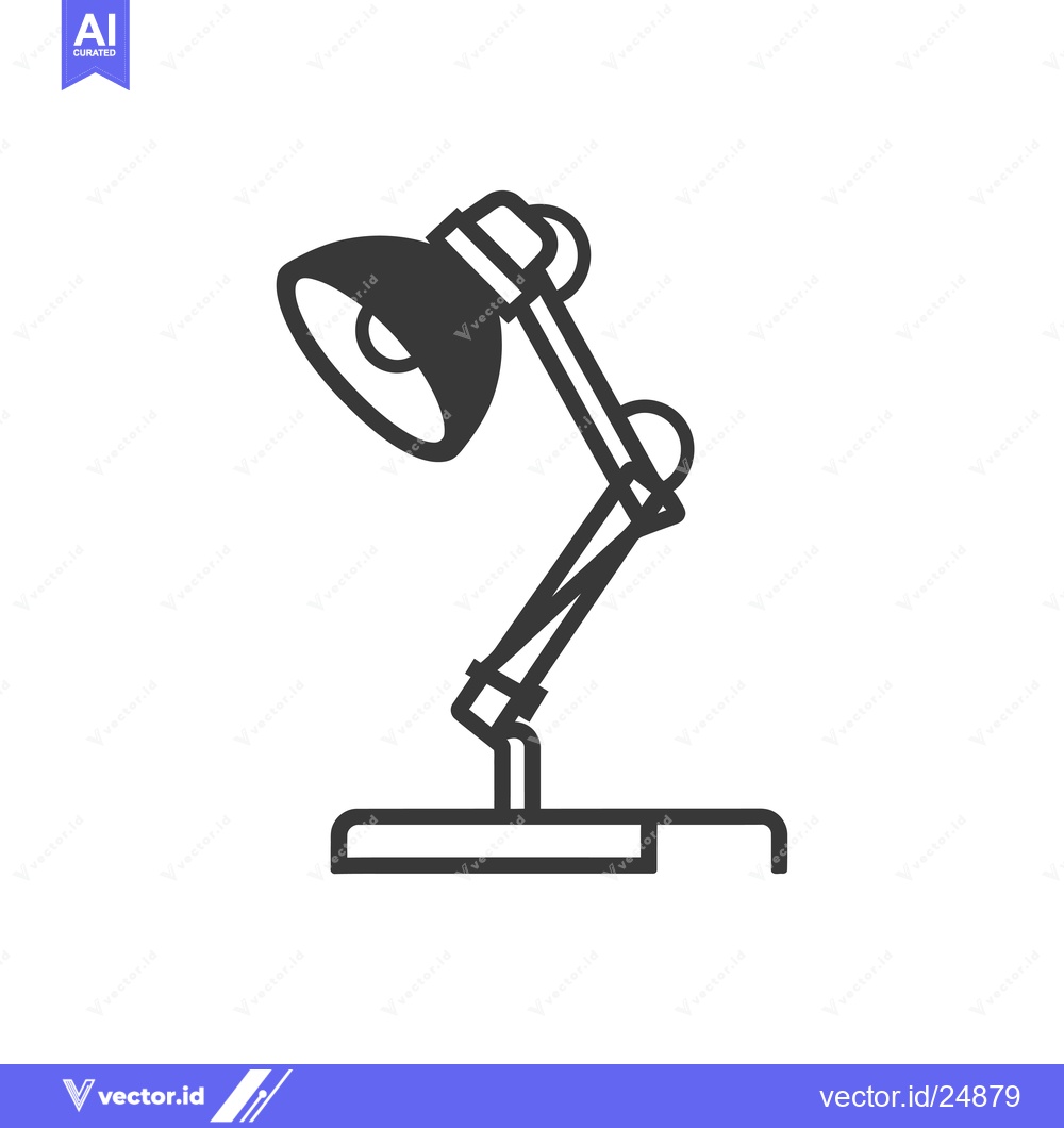 Premium Vector of Black and White Line Art Illustration of a Desk Lamp